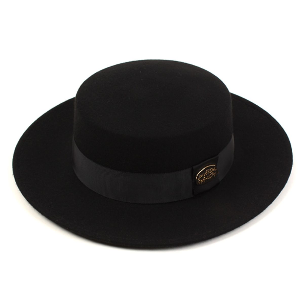 유니버셜 케미스트리(UNIVERSAL CHEMISTRY) Flat GD Metal Line Wool BK Fedora 울페도라
