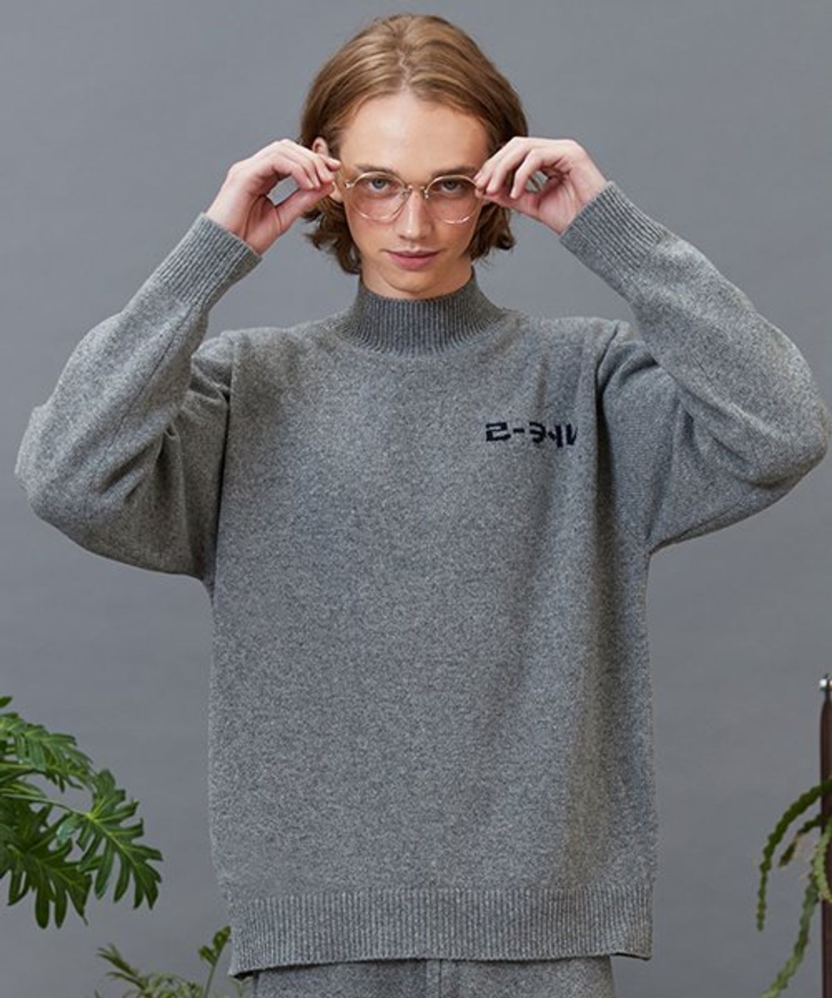 리플레이컨테이너(REPLAY CONTAINER) RC lambs wool half-pola knit (gray)