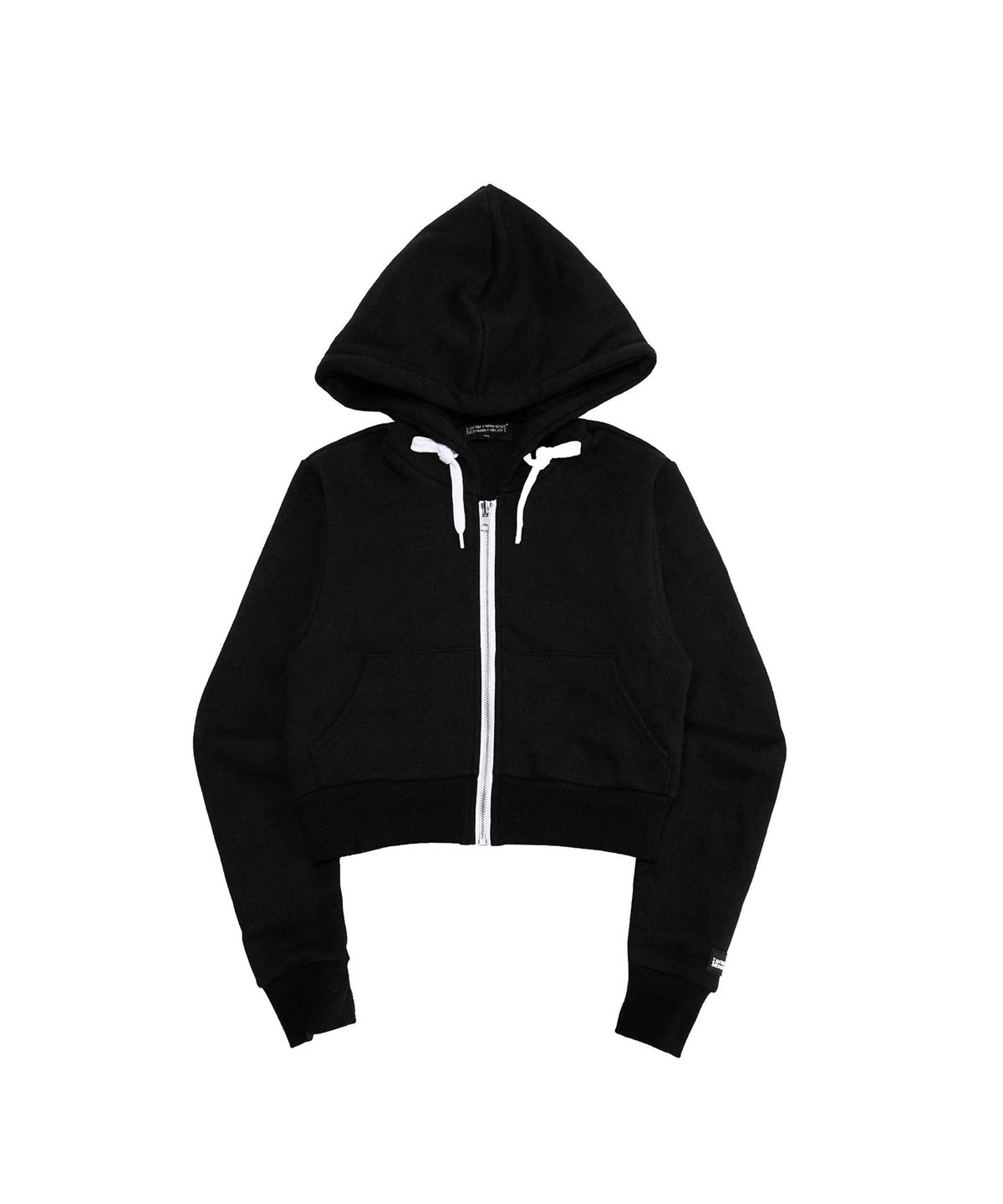 아임낫어휴먼비잉(I AM NOT A HUMAN BEING) LOGO PATCHED CROP ZIP-UP HOODIE - BLACK