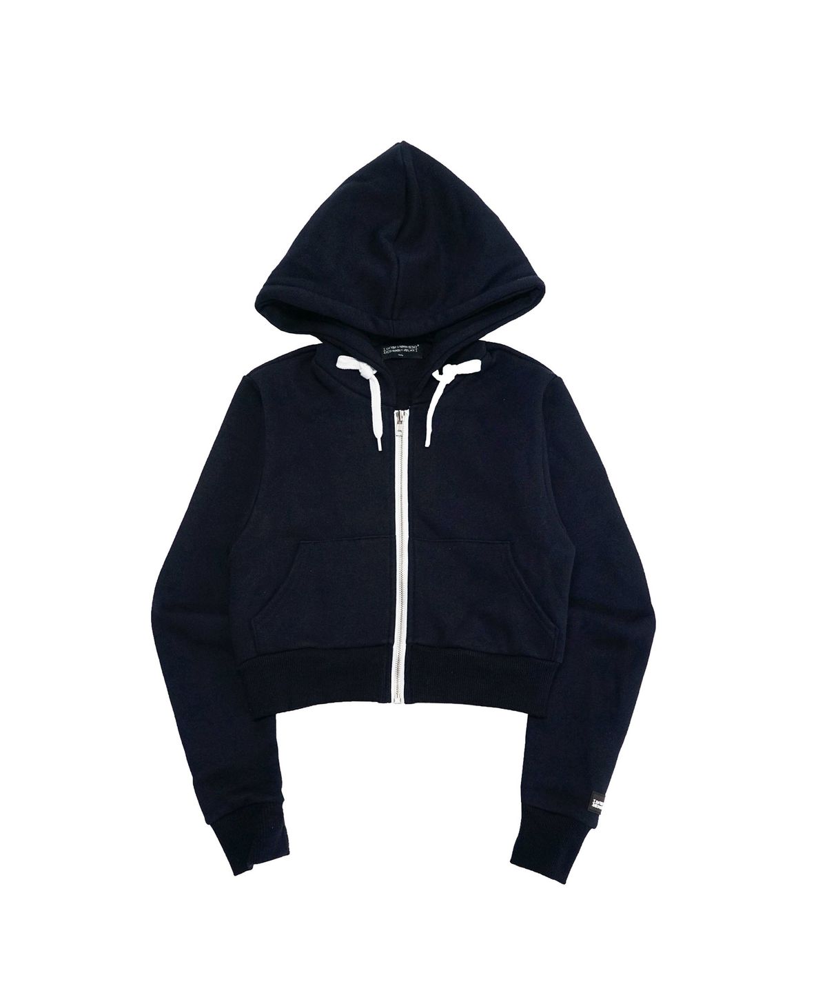 아임낫어휴먼비잉(I AM NOT A HUMAN BEING) LOGO PATCHED CROP ZIP-UP HOODIE - NAVY