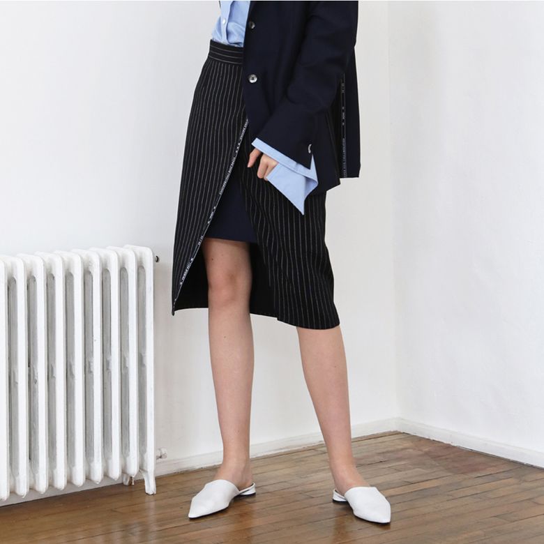 [1159STUDIOXMUNN]CO SELVAGE SKIRT_STRIPE