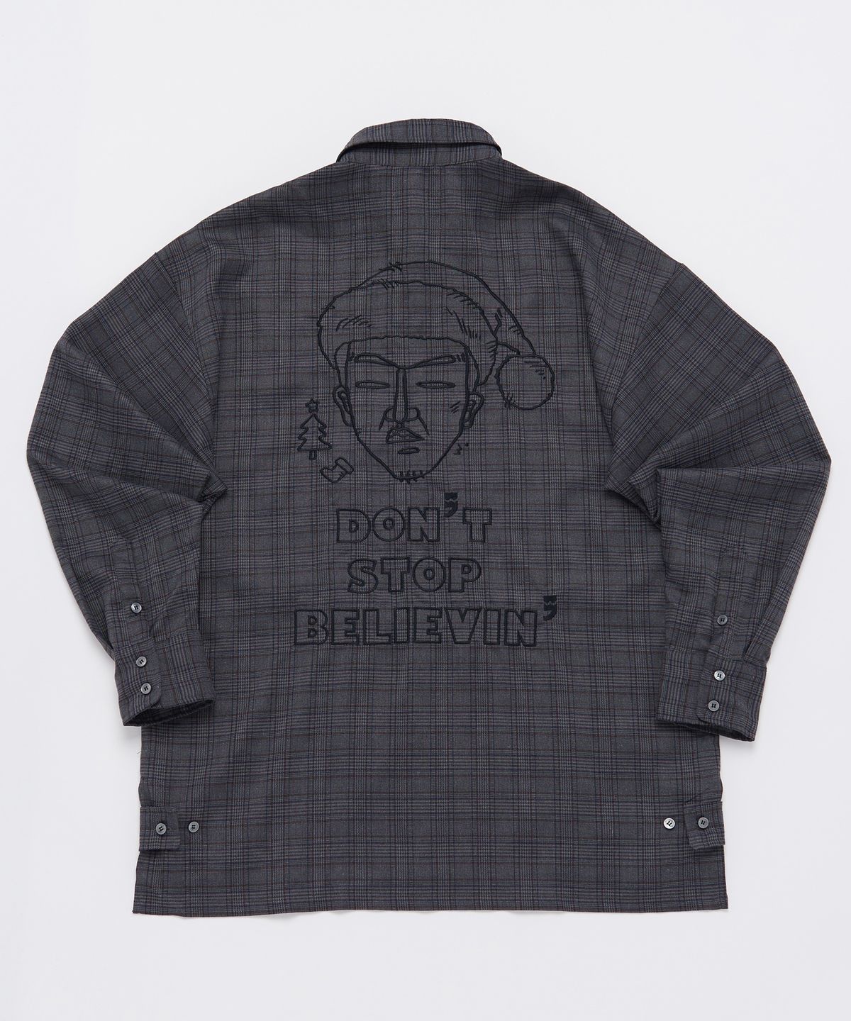 어낫띵(A NOTHING) GREN-CHECK SANTA DROP-SHOULDER SHIRT (Charcoal)