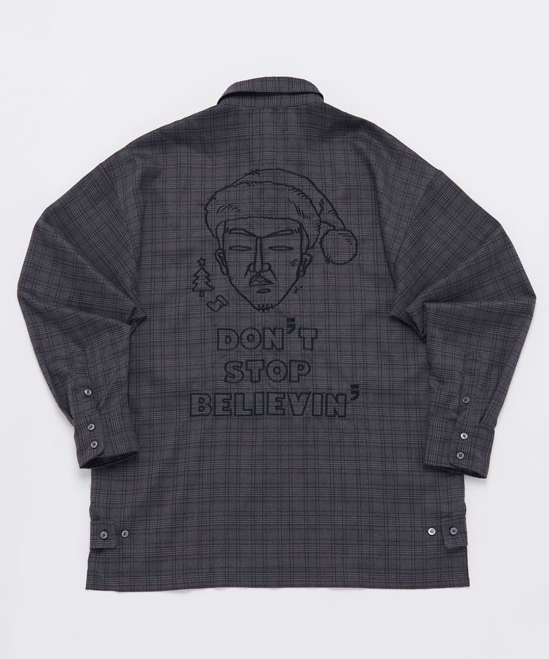 GREN-CHECK SANTA DROP-SHOULDER SHIRT (Charcoal)