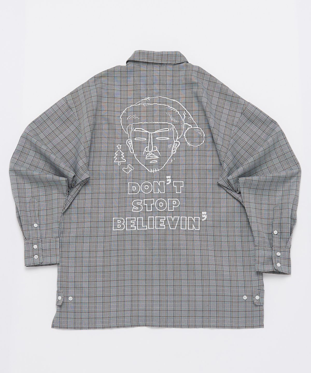 어낫띵(A NOTHING) GREN-CHECK SANTA DROP-SHOULDER SHIRT (Gray)
