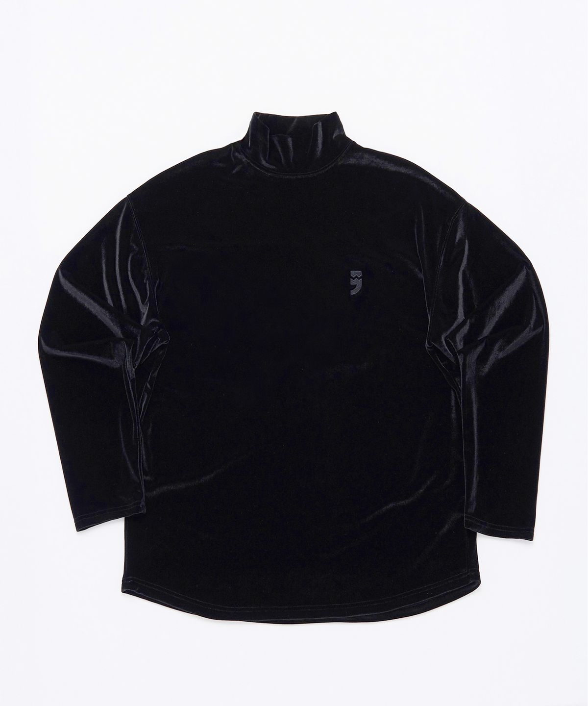 어낫띵(A NOTHING) DROP-SHOULDER VELVET TURTLE-NECK TEE (Black)