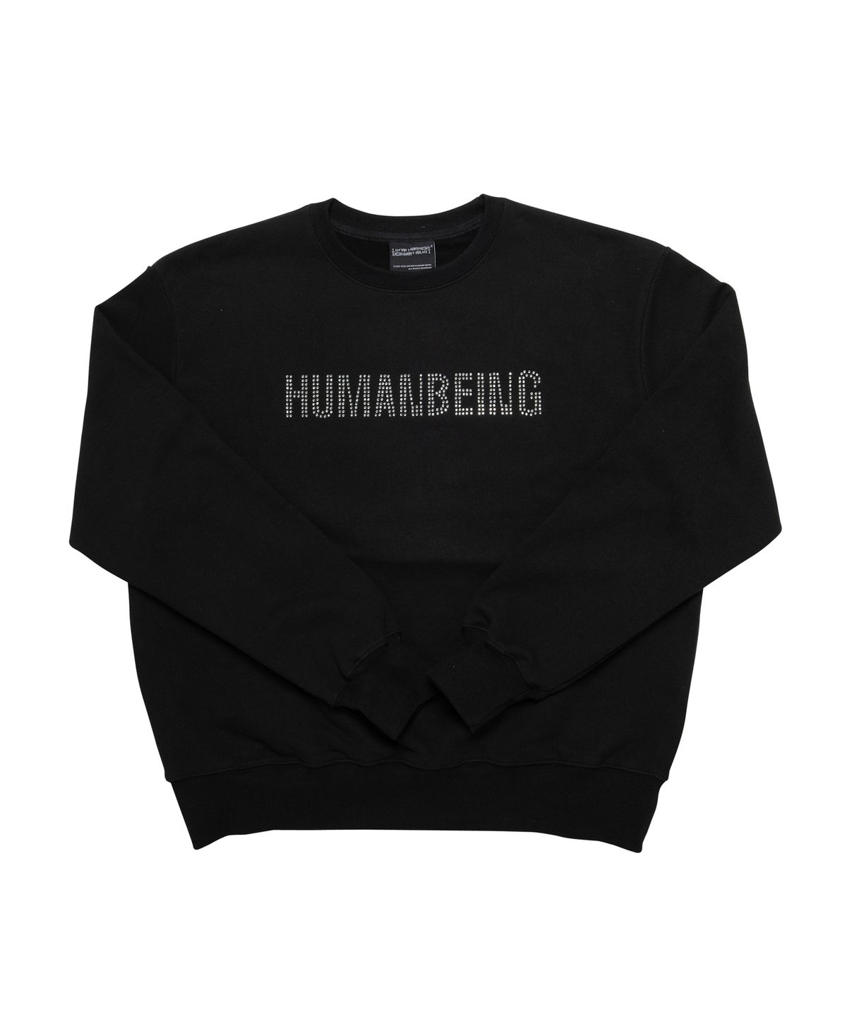 아임낫어휴먼비잉(I AM NOT A HUMAN BEING) HUMANBEING RHINESTONE CREWNECK SWEATSHIRTS - BLACK