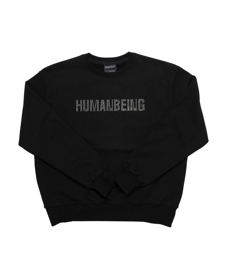 HUMANBEING RHINESTONE CREWNECK SWEATSHIRTS - BLACK