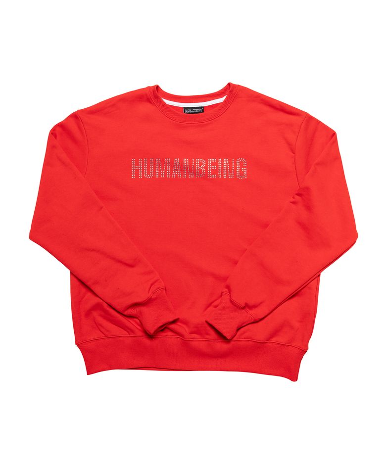 HUMANBEING RHINESTONE CREWNECK SWEATSHIRTS - RED