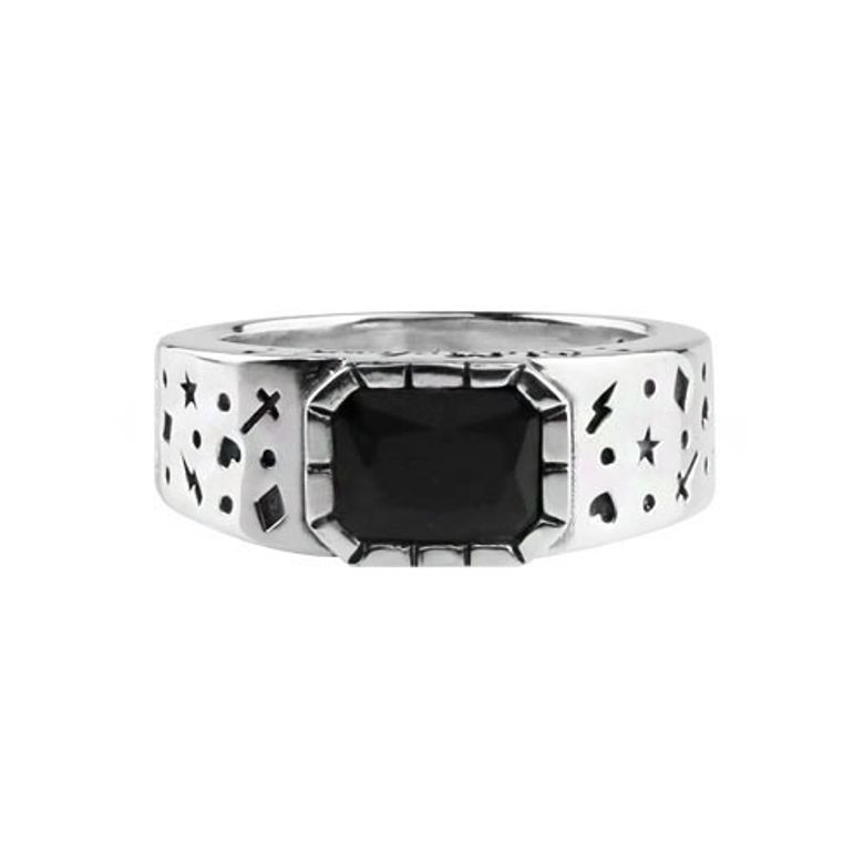 Oldschool Dot Ring 2 -onyx