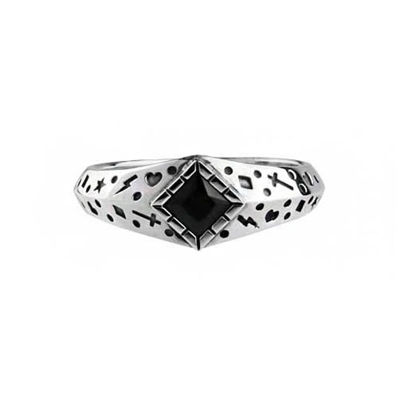 Oldschool Dot Ring 1 -onyx