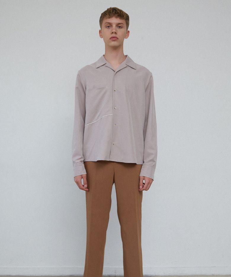 PIPING POINTS SHIRTS (BEIGE / DARK GRAY)