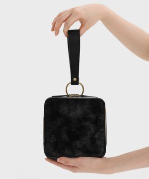 BLOCK BAG / RING STRAP / FUR / BLACK