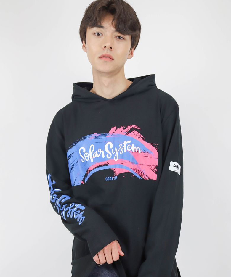 SOLAR SYSTEM VERSION1 HOOD TEE BLACK