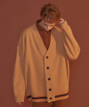 쓰리 라인즈 니트 가디건_베이지