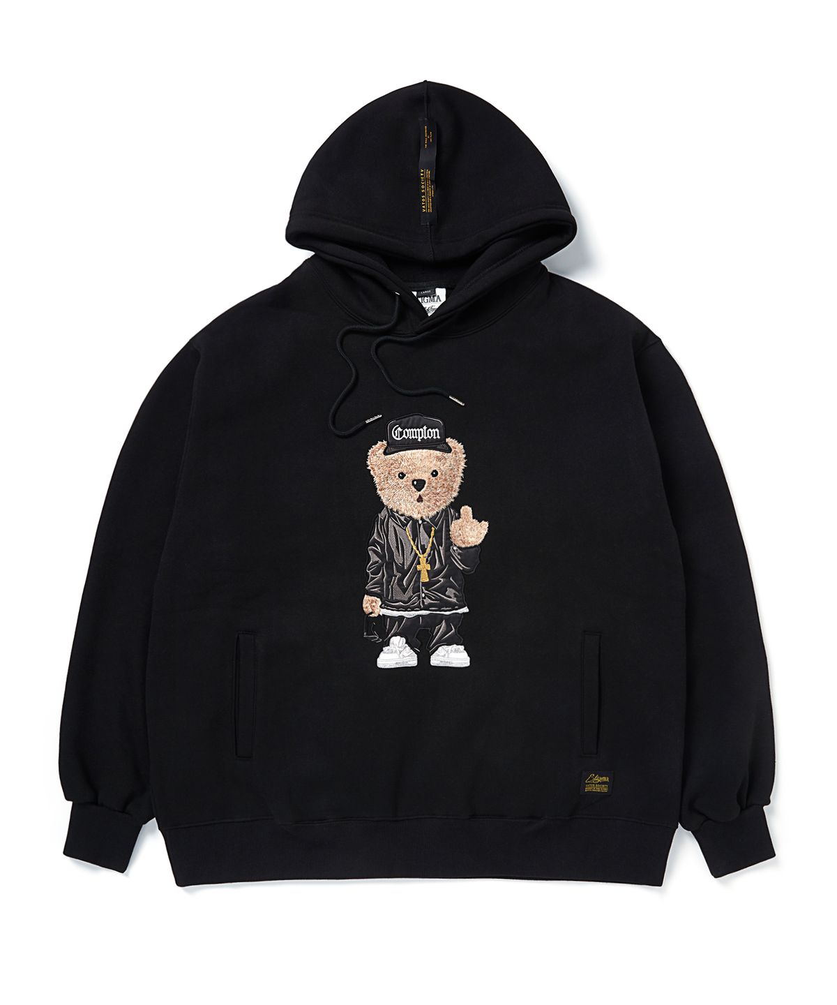 스티그마(STIGMA) EMB COMPTON BEAR OVERSIZED HEAVY SWEAT HOODIE BLACK