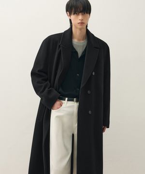 프리미어 퓨어 캐시미어 로브 더블 코트 [BLACK]