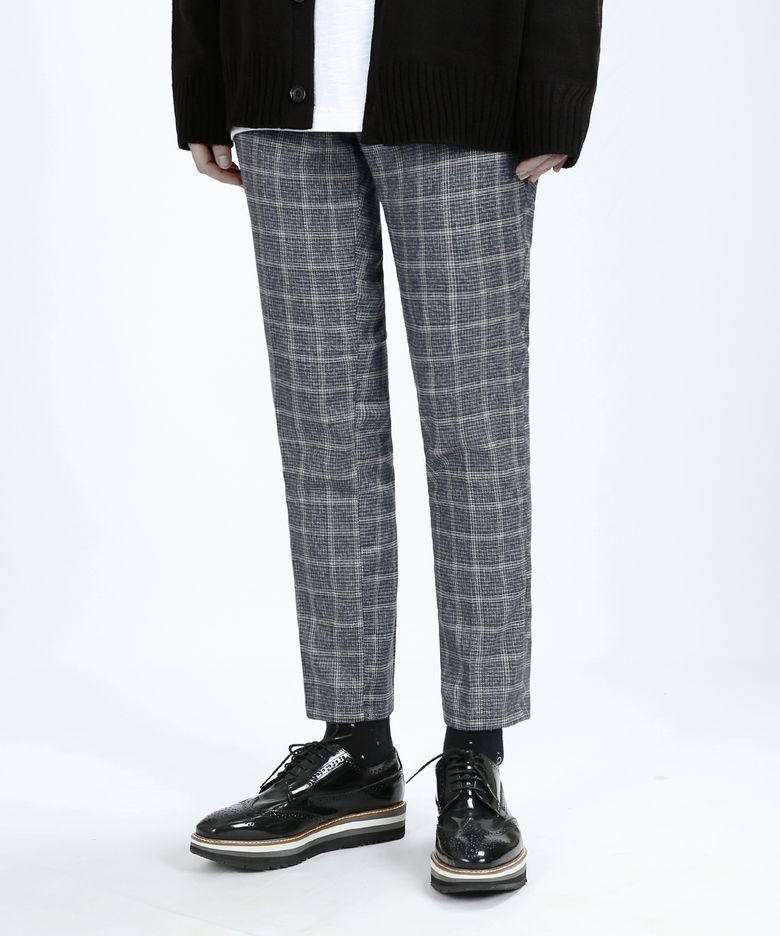 BT59 COLOMBO CHECK SLACKS (NAVY)