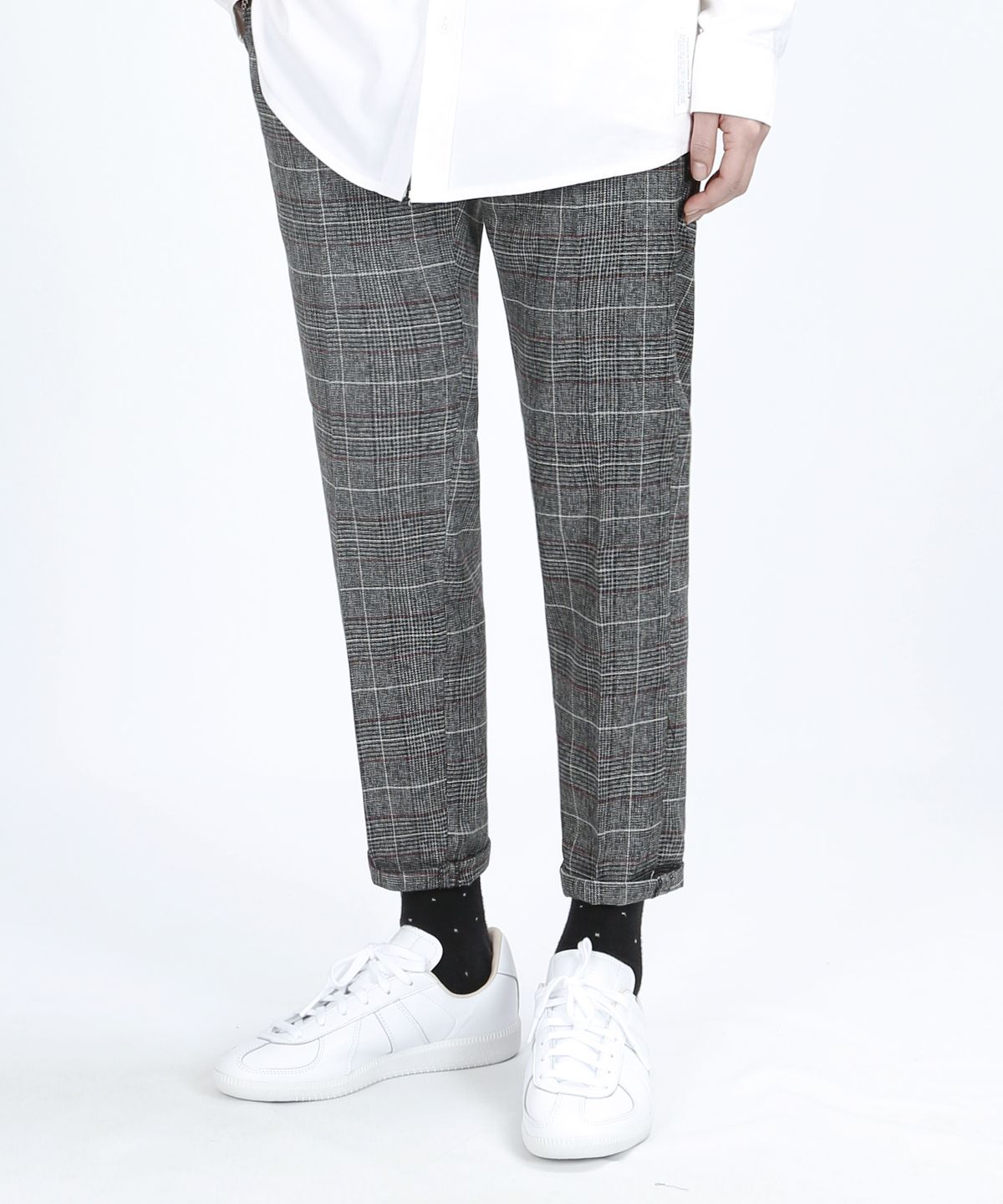 베리베인(VERYVAIN) BT60 BRITISH CHECK SLACKS (GRAY / BURGUNDY)