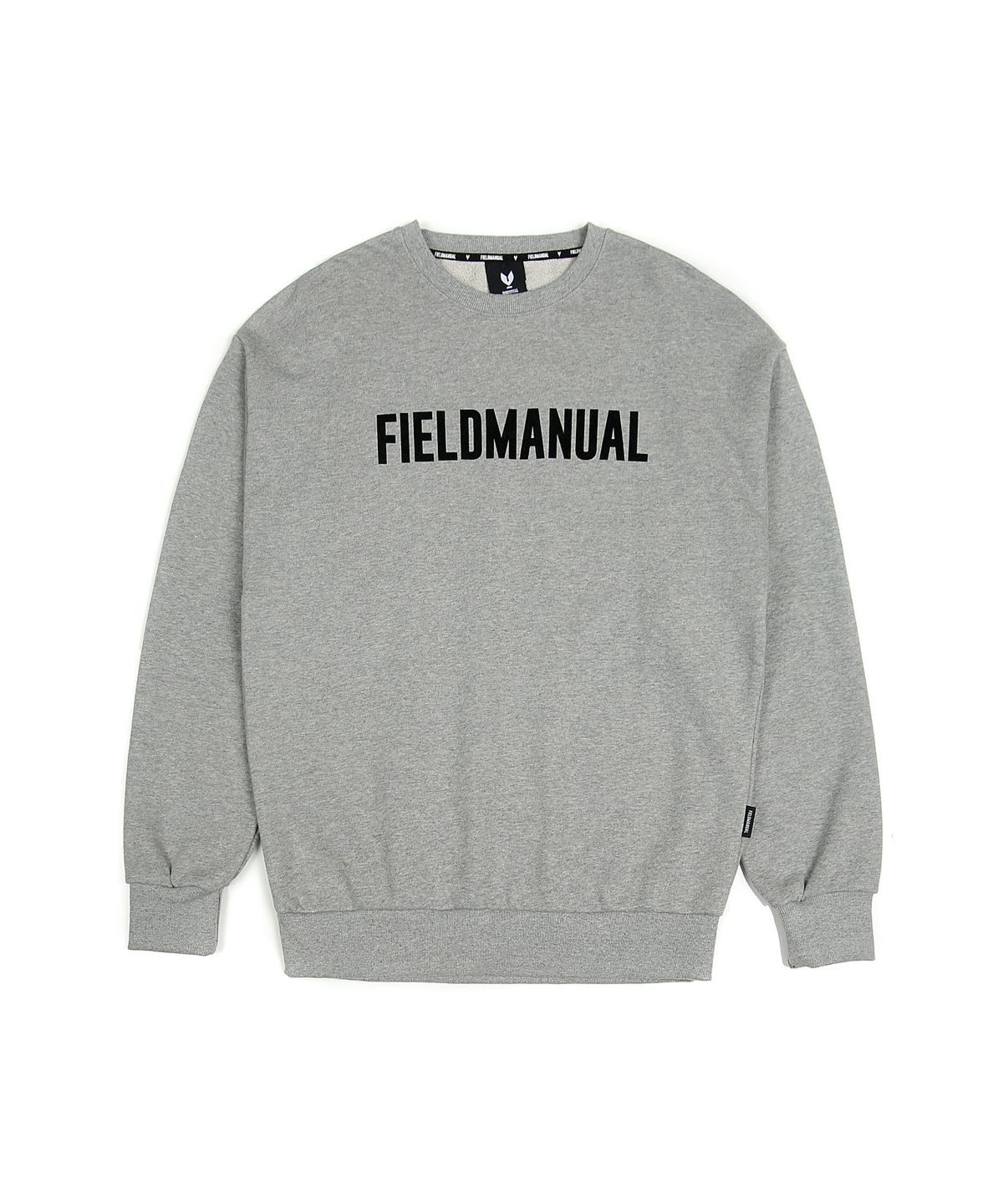 필드매뉴얼(FIELDMANUAL) 플록드 로고 스웨트셔츠 그레이