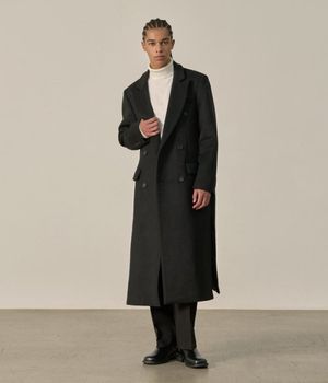 엑스트라 롱 더블 트임 코트 (블랙)