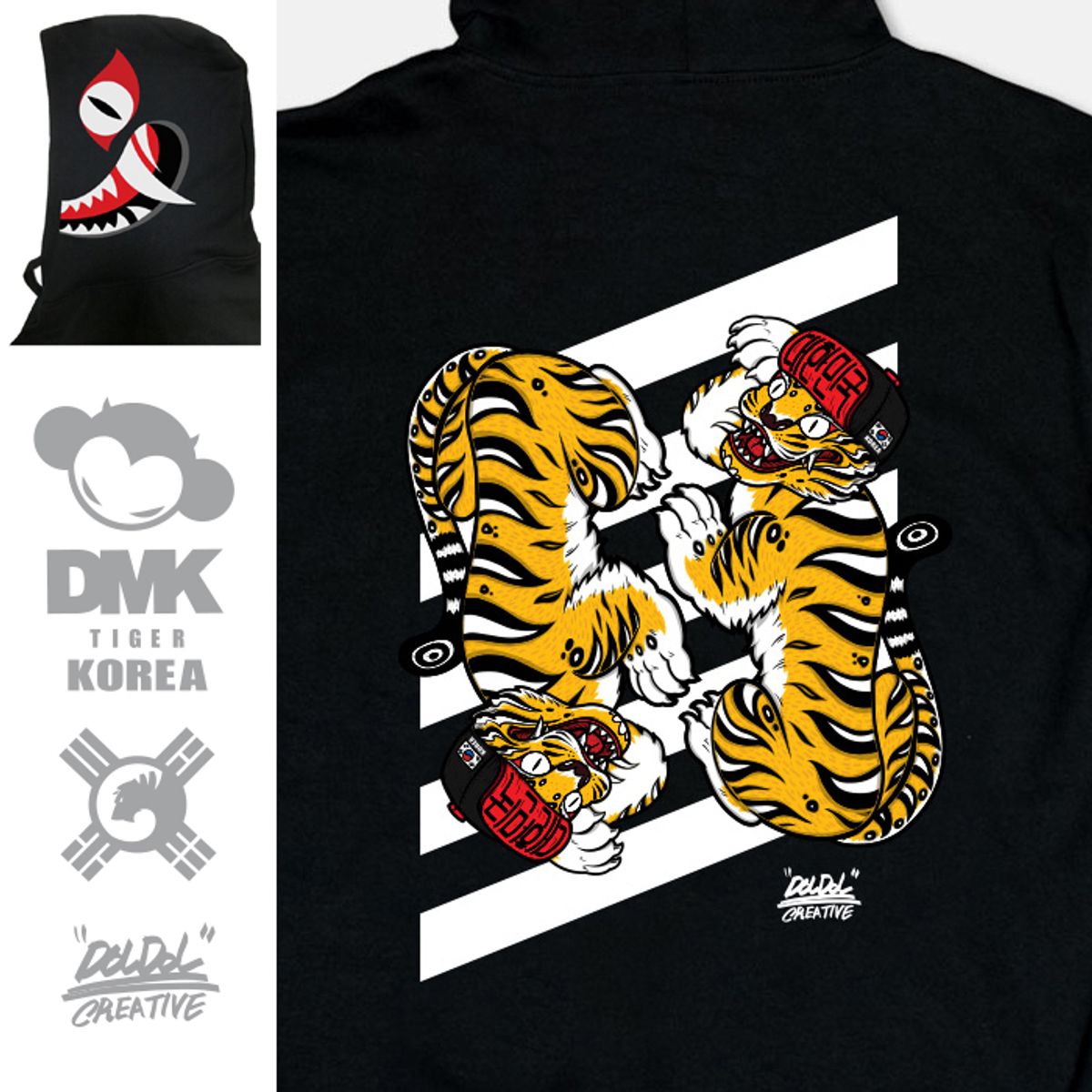 돌돌(DOLDOL) [스페샬] DMK_HOODY_35 그래피티 아티스트 데빌몽키 dmk 호랑이 한국 캐릭터 그래픽 디자인 후드티 후디