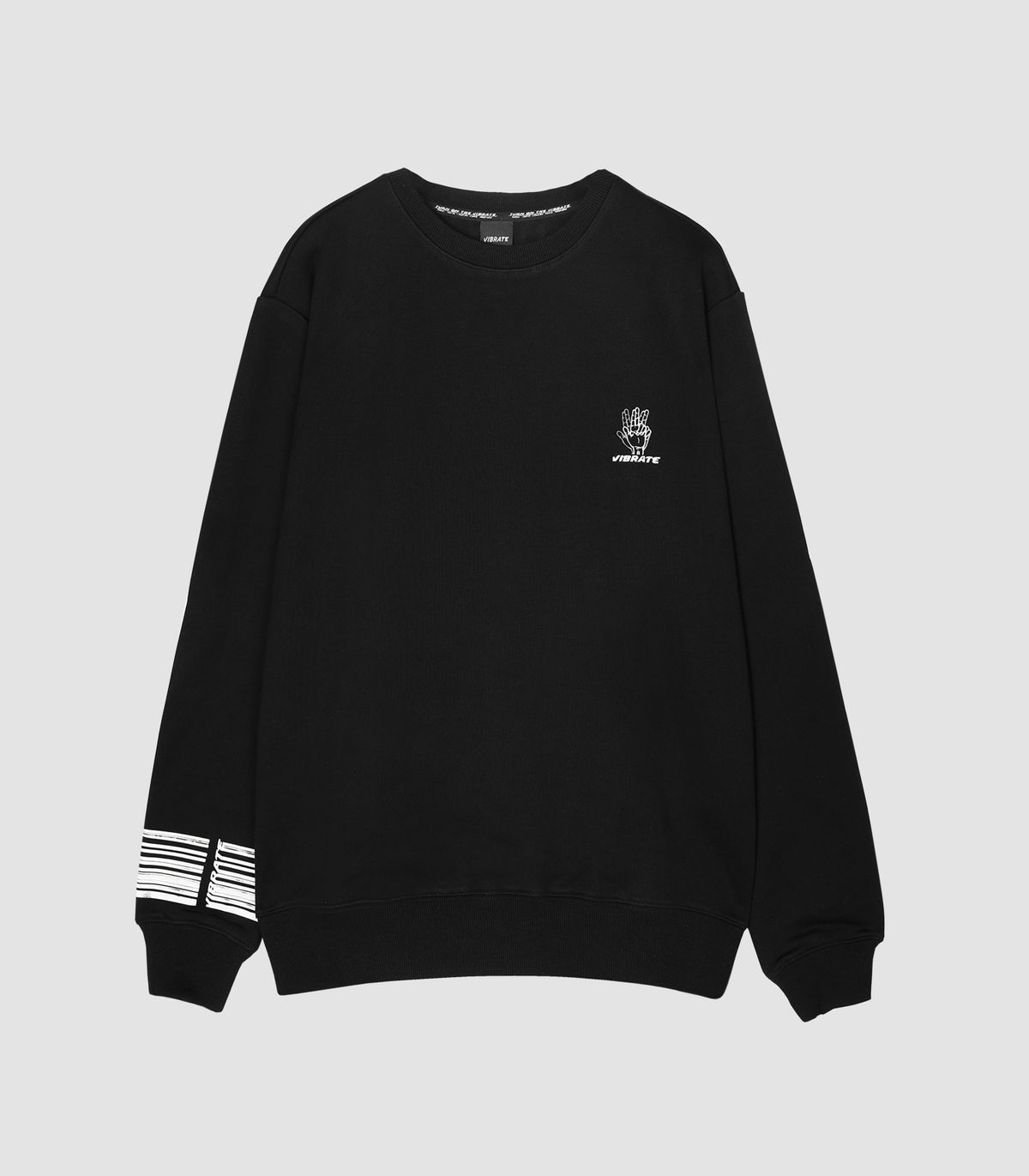바이브레이트(VIBRATE) AROUND SLEEVE SWEAT SHIRT (BLACK)