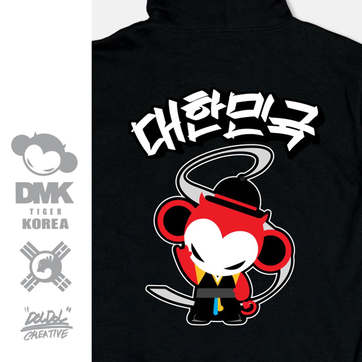 돌돌(DOLDOL) DMK_HOODY_45 그래피티 아티스트 데빌몽키 dmk 호랑이 한국 캐릭터 그래픽 디자인 후드티 후디