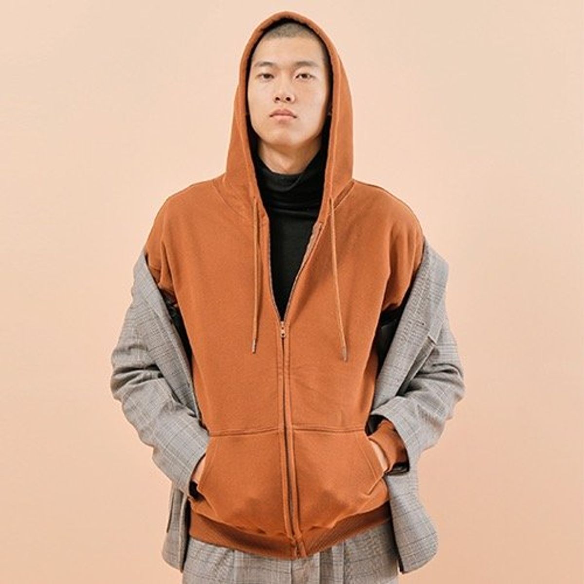 츄바스코(CHUBASCO) Basic pull zipup Hoodie BH202 브라운