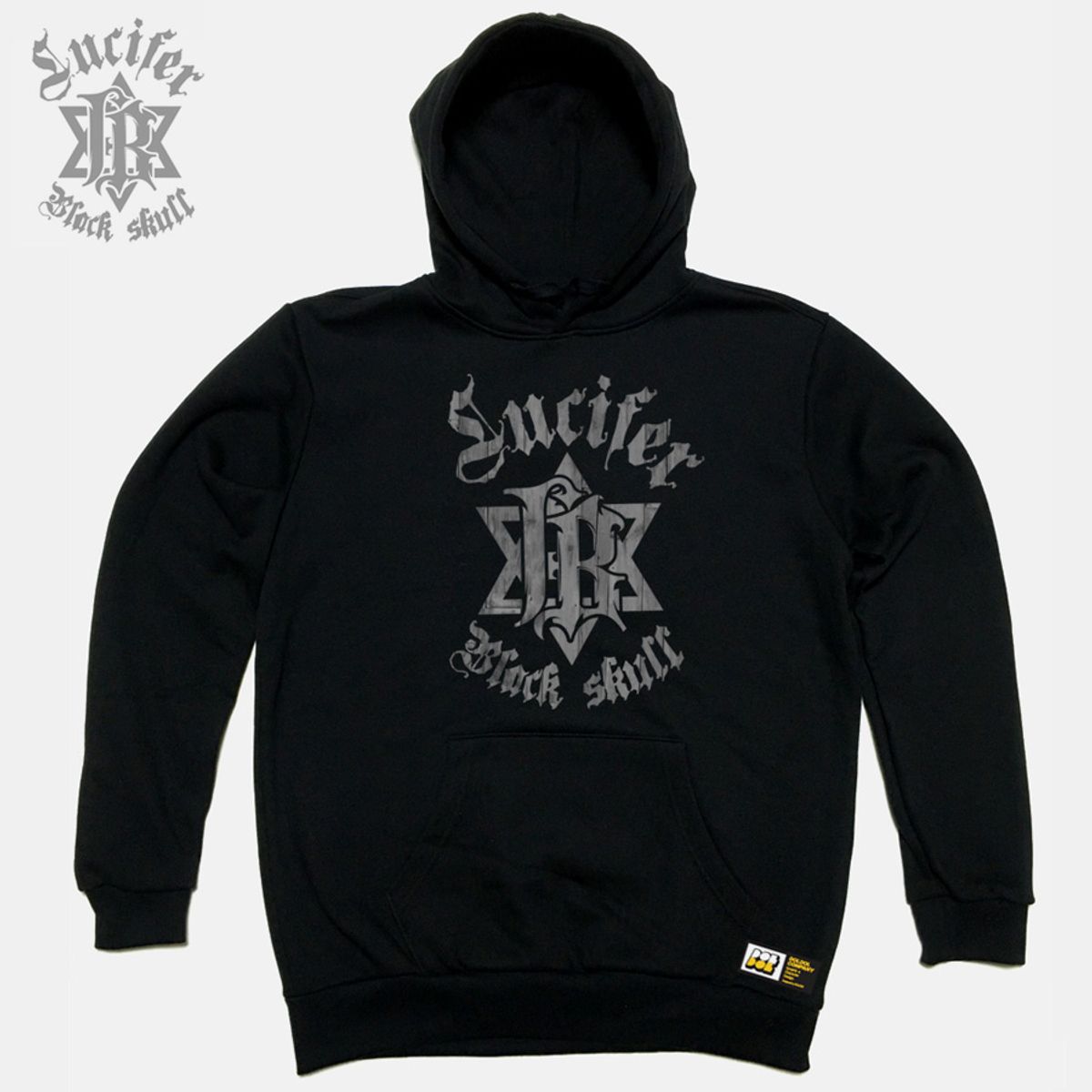돌돌(DOLDOL) Black-Lucifer-HOODY_01 블랙 루시퍼 데스 스컬 타투 해골 캐릭터 후드티 후디