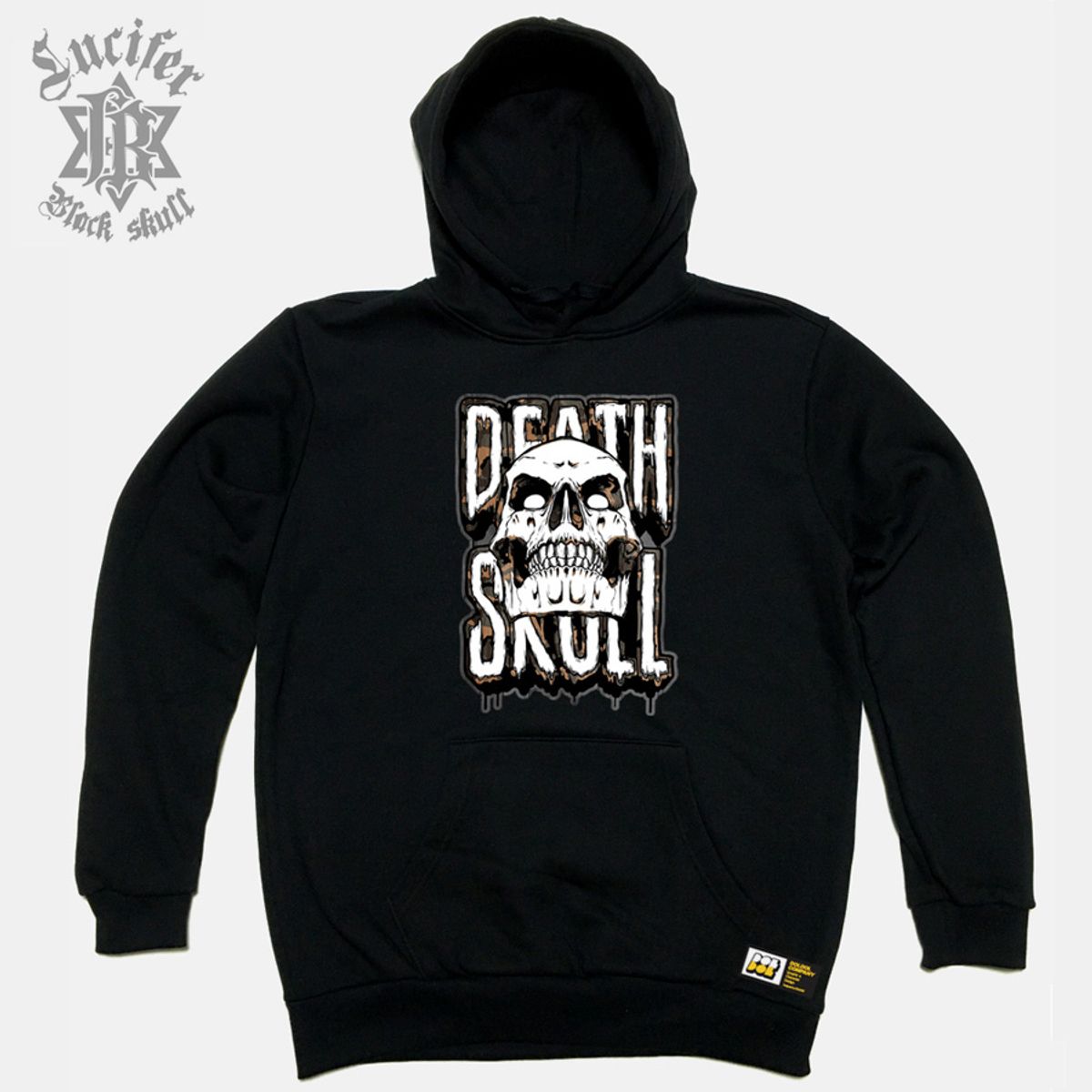 돌돌(DOLDOL) Black-Lucifer-HOODY_03 블랙 루시퍼 데스 스컬 타투 해골 캐릭터 후드티 후디