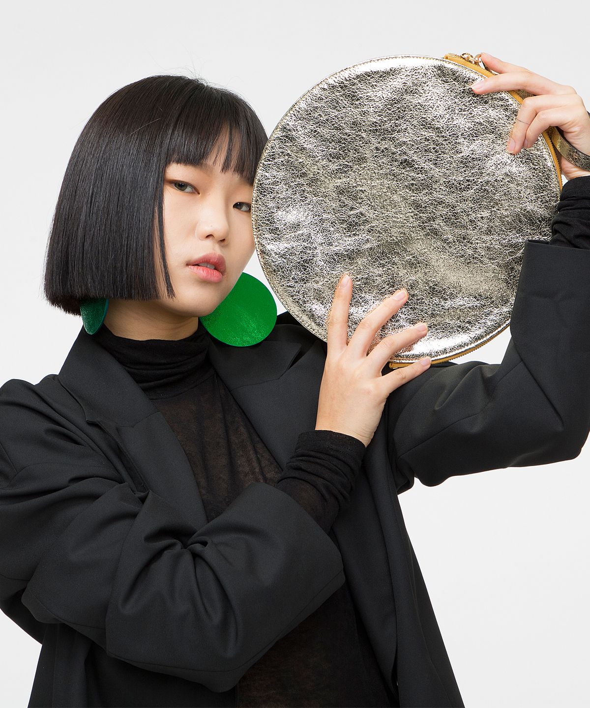 슈퍼문(SUPERMOON) Supermoon-S실버동그라미달가죽가방클러치파우치디자이너백