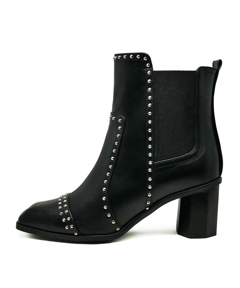 JDB17014 _ METAL SILVER POINT ANKLE BOOTS _ BLACK