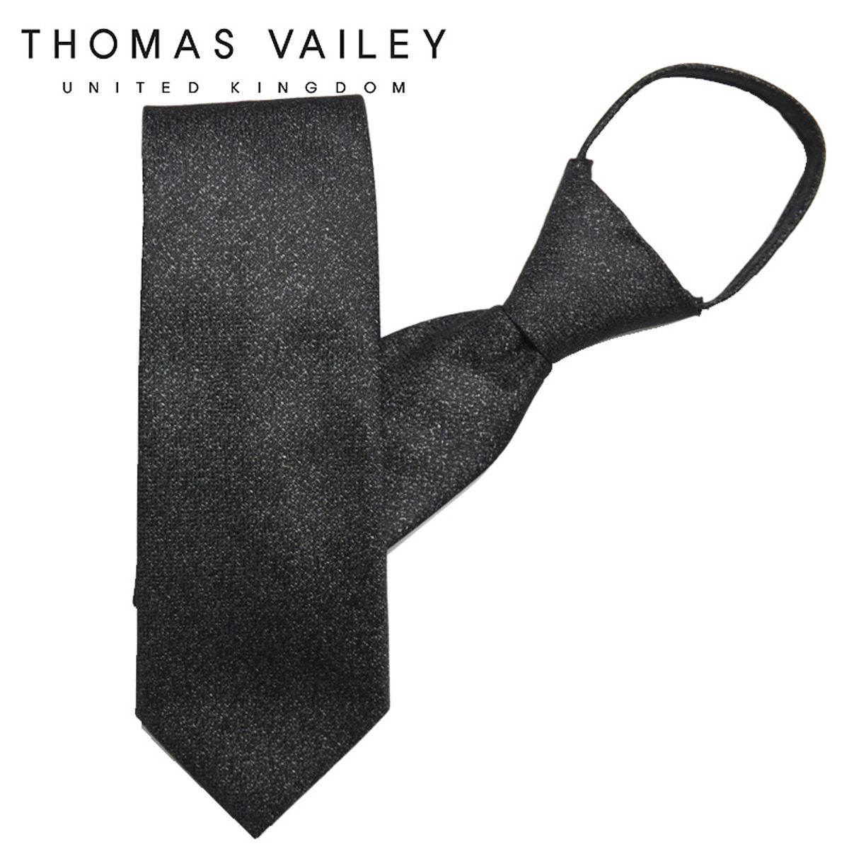 토마스 베일리(THOMAS VAILEY) 자동/지퍼넥타이-머드 블랙 7.5cm