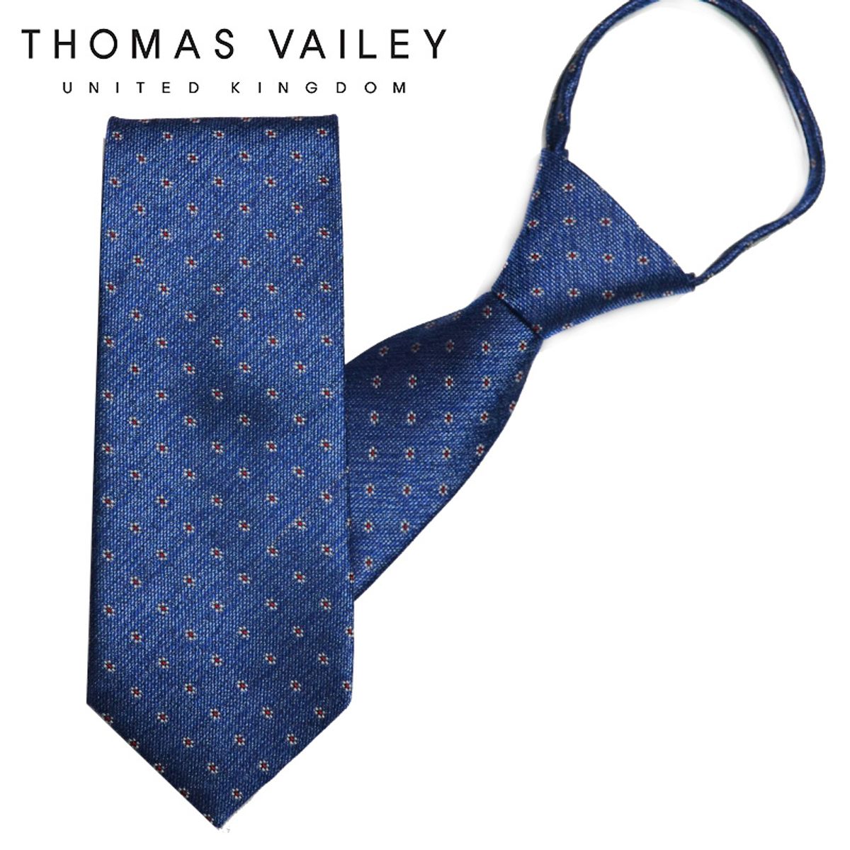 토마스 베일리(THOMAS VAILEY) 자동/지퍼넥타이-팝콘 블루 7.5cm