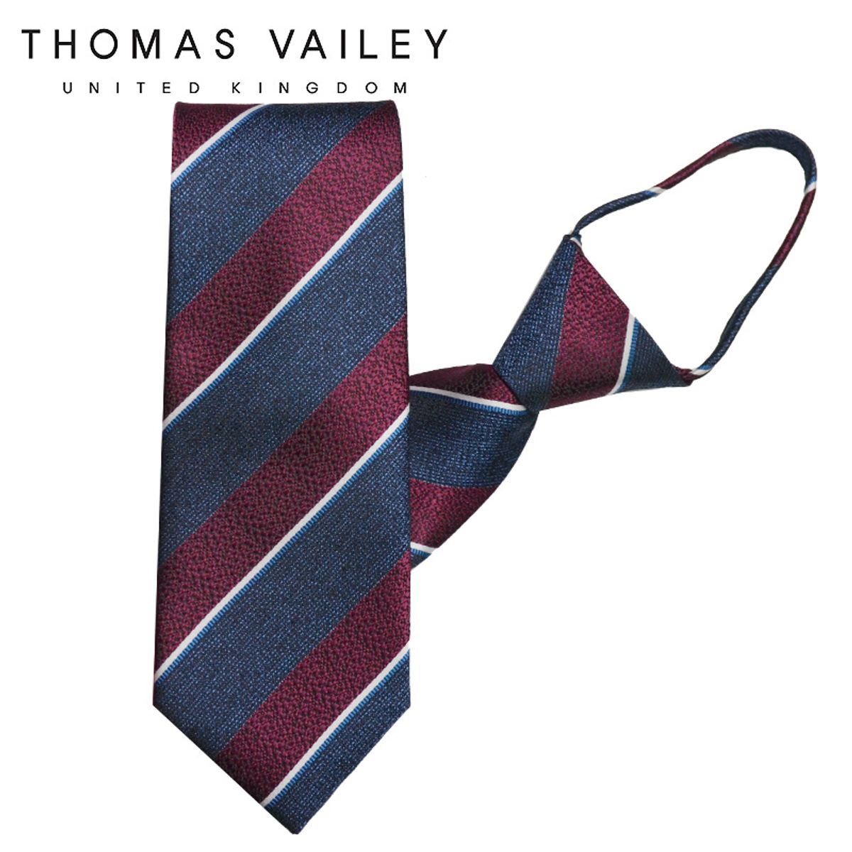 토마스 베일리(THOMAS VAILEY) 자동/지퍼넥타이-리게티 와인 7.5cm