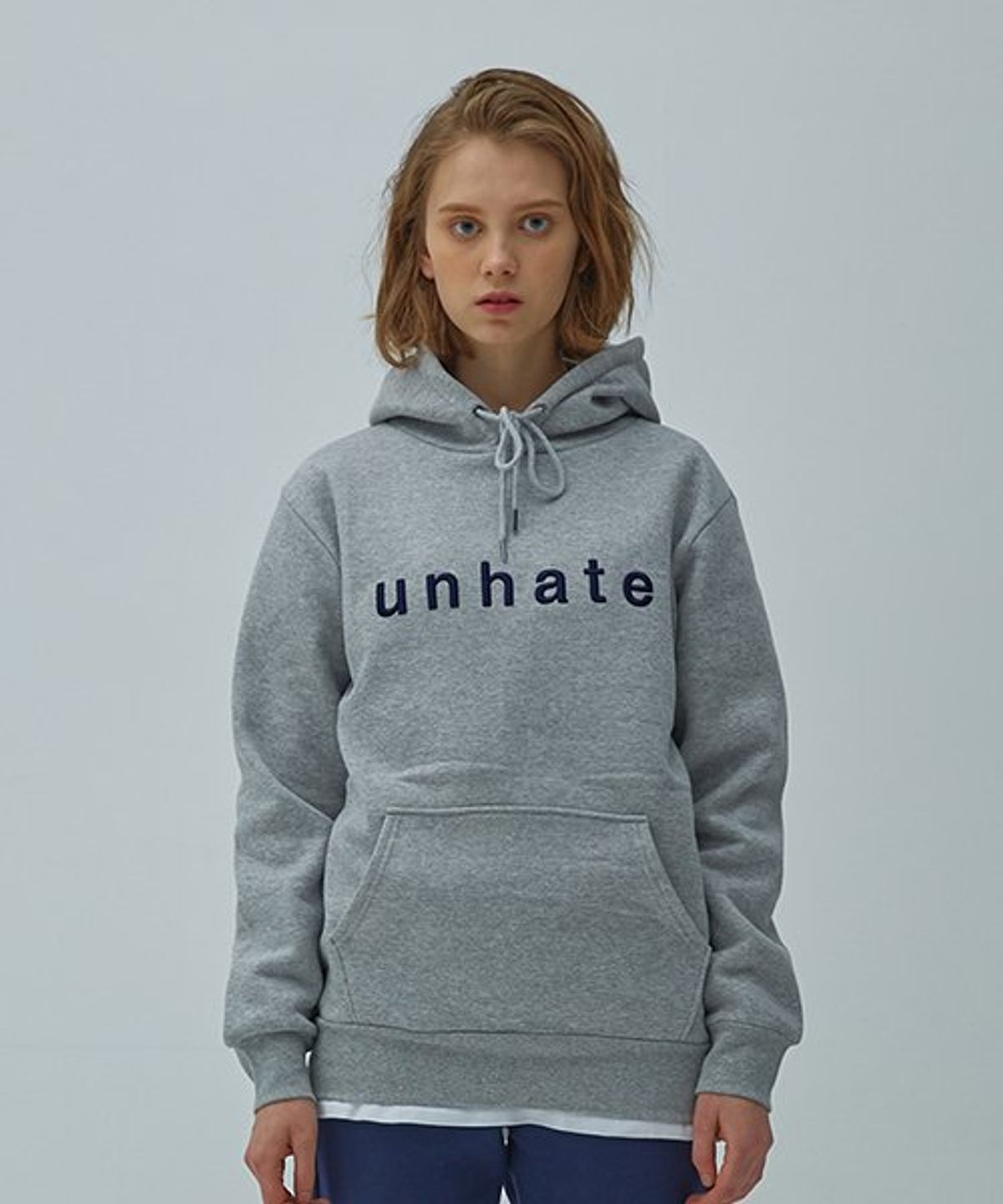 언헤이트(UNHATE) 로고 후드 그레이