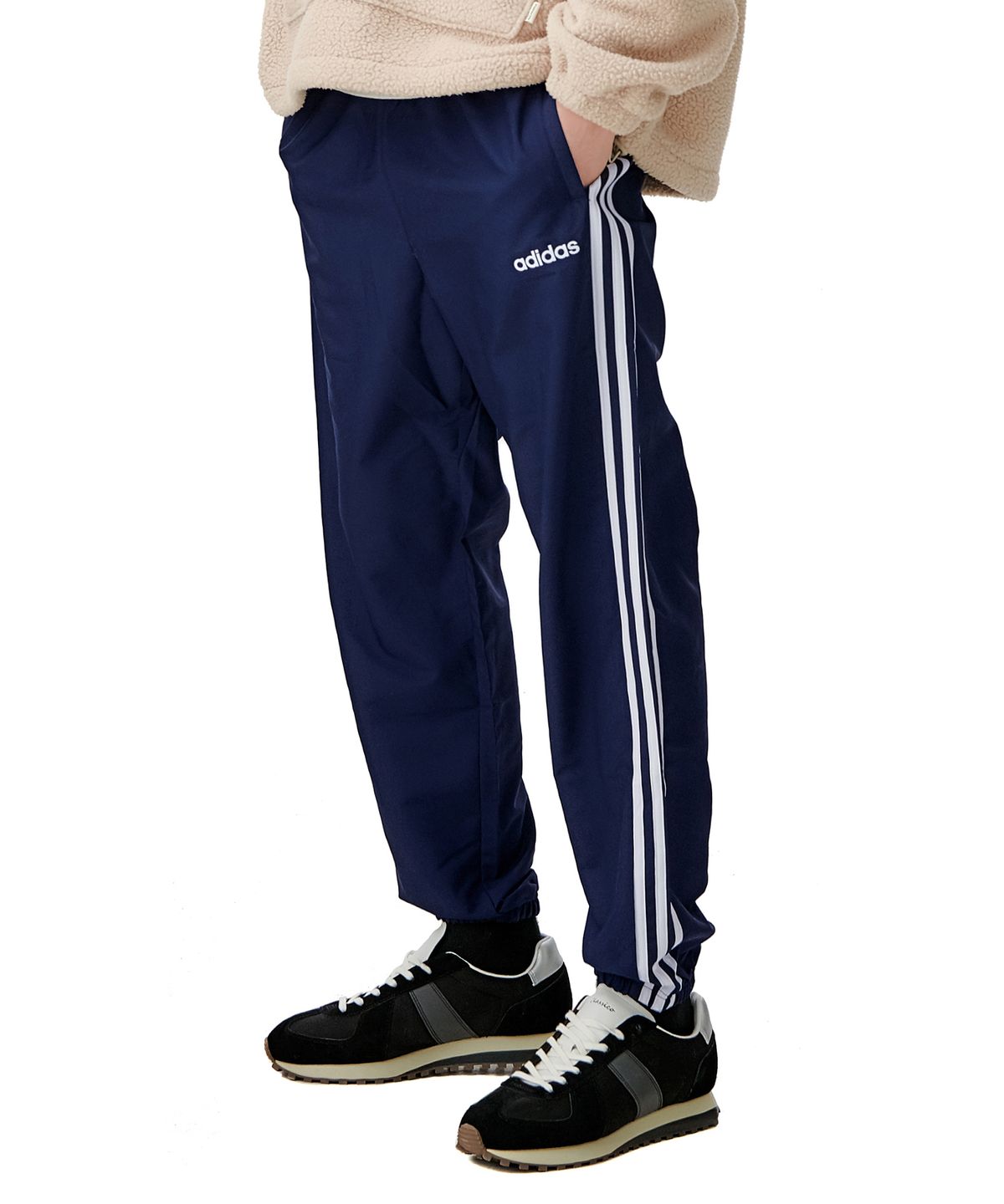 아디다스(ADIDAS) 에센셜 3S 윈드 팬츠 - 네이비:화이트 / DU0453