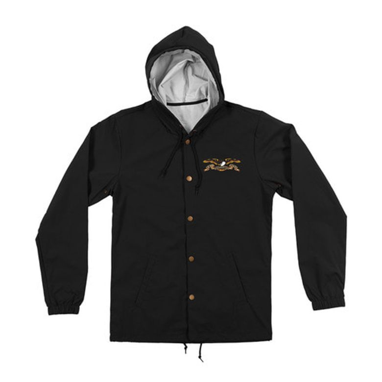STOCK EAGLE HOODED COACHES JACKET - BLACK