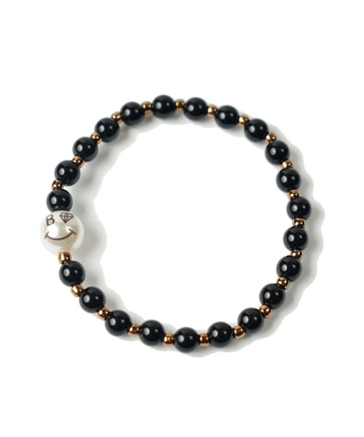 봉보(BONBEAU) Mono pearl Bracelet 블랙 스마일 진주 비즈팔찌