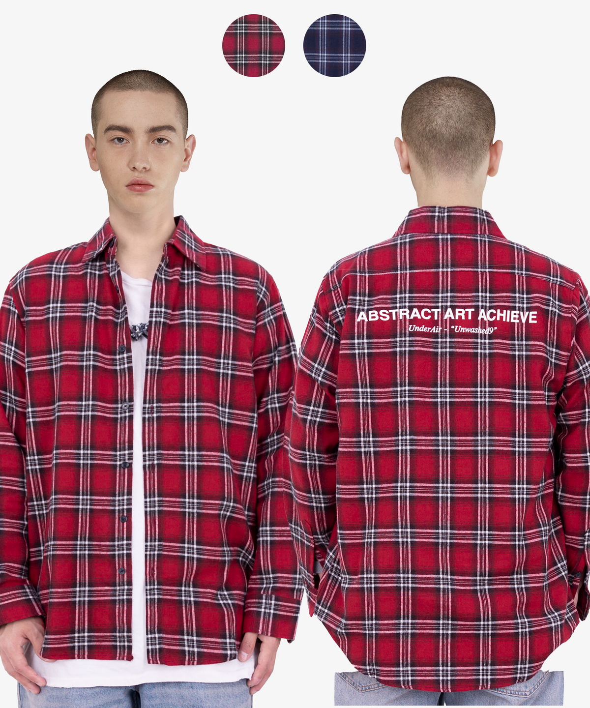 언더에어(UNDERAIR) [세미오버핏] G CLEF CHECK SHIRTS (2 COLOR)