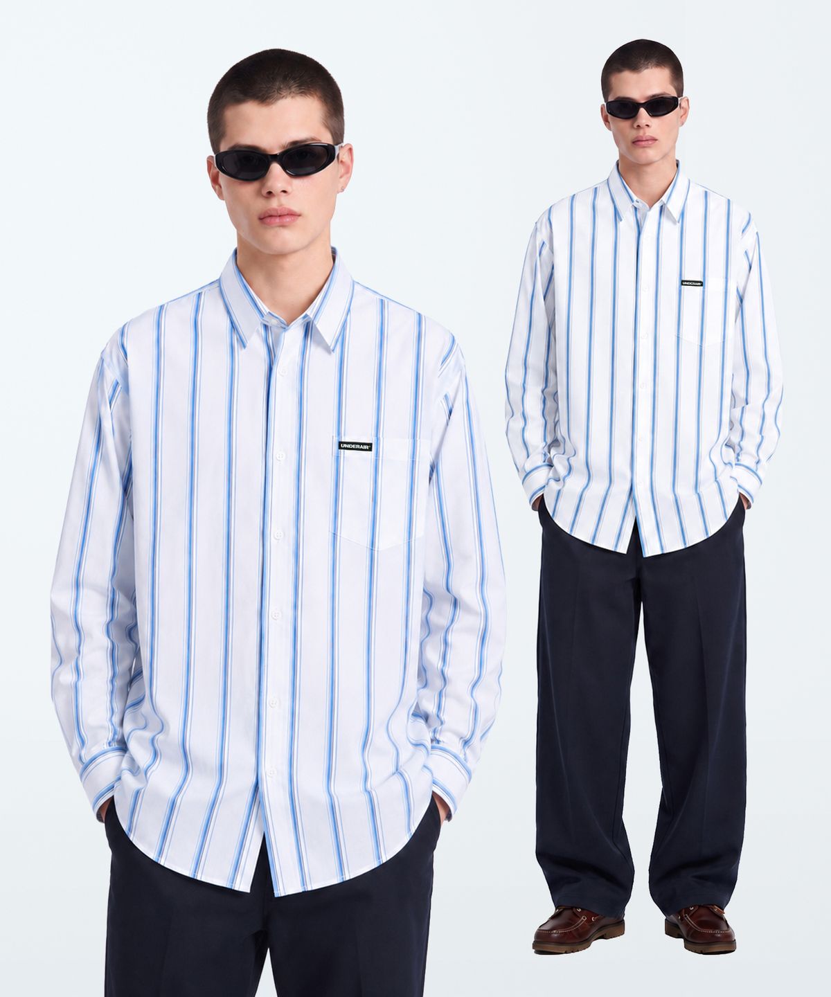 언더에어(UNDERAIR) [오버사이즈] THAAD STRIPE SHIRTS (2 COLOR)