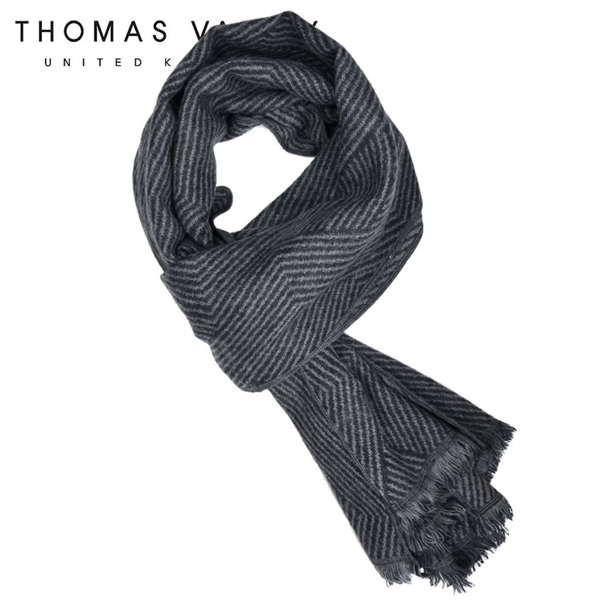 토마스 베일리(THOMAS VAILEY) 울머플러 헤링본 블랙 폭 60cm 길이 200cm