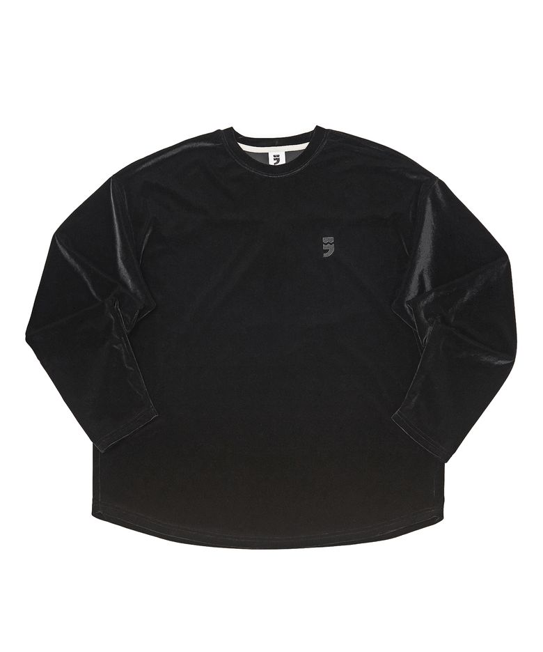 DROP-SHOULDER VELVET TEE (Black)
