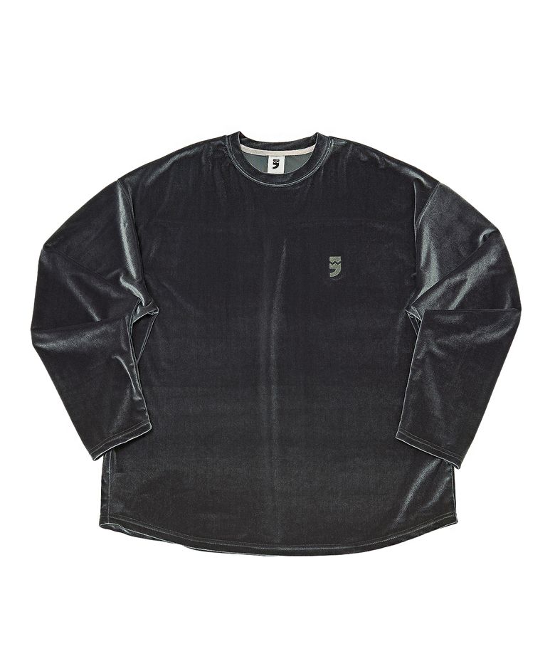 DROP-SHOULDER VELVET TEE (Charcoal)