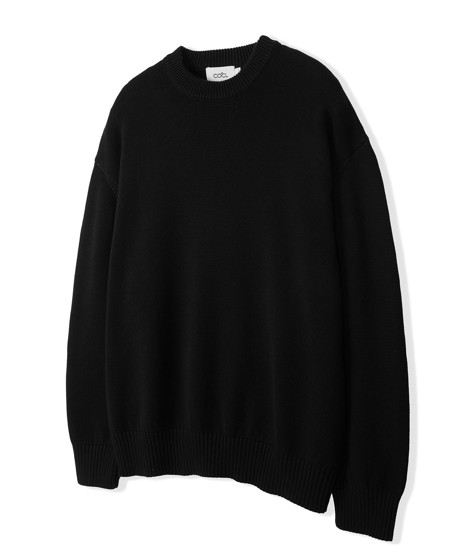 MUSINSA COSTUME O'CLOCK SOFT COTTON CREWNECK KNIT TOP BLACK