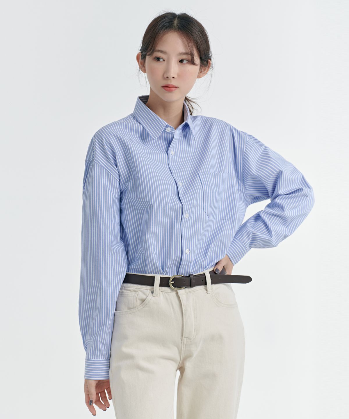 기프트오리지널(GIFTORIGINAL) (UNISEX) 클리어 스트라이프 셔츠