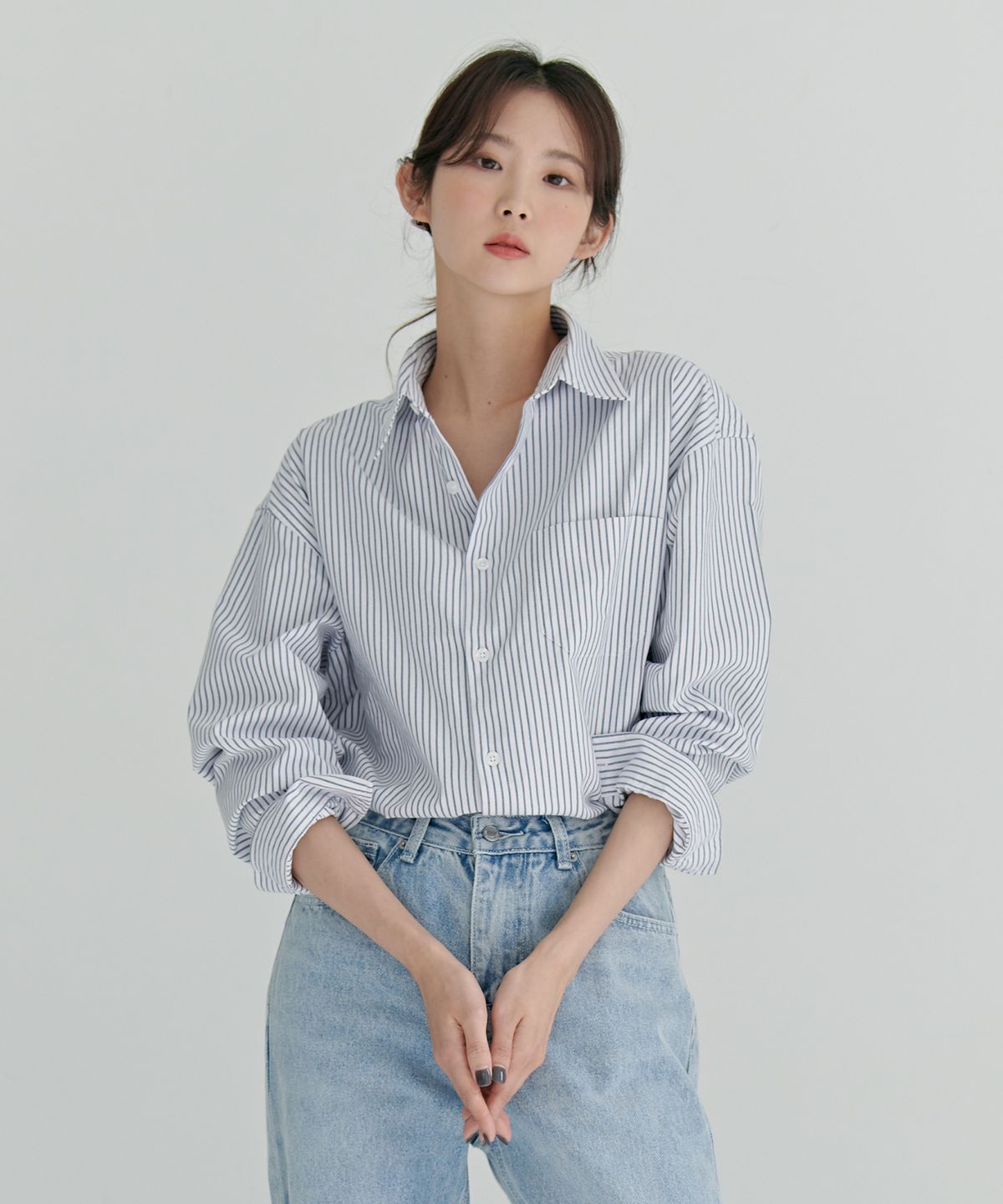 기프트오리지널(GIFTORIGINAL) (UNISEX) 클리어 스트라이프 셔츠