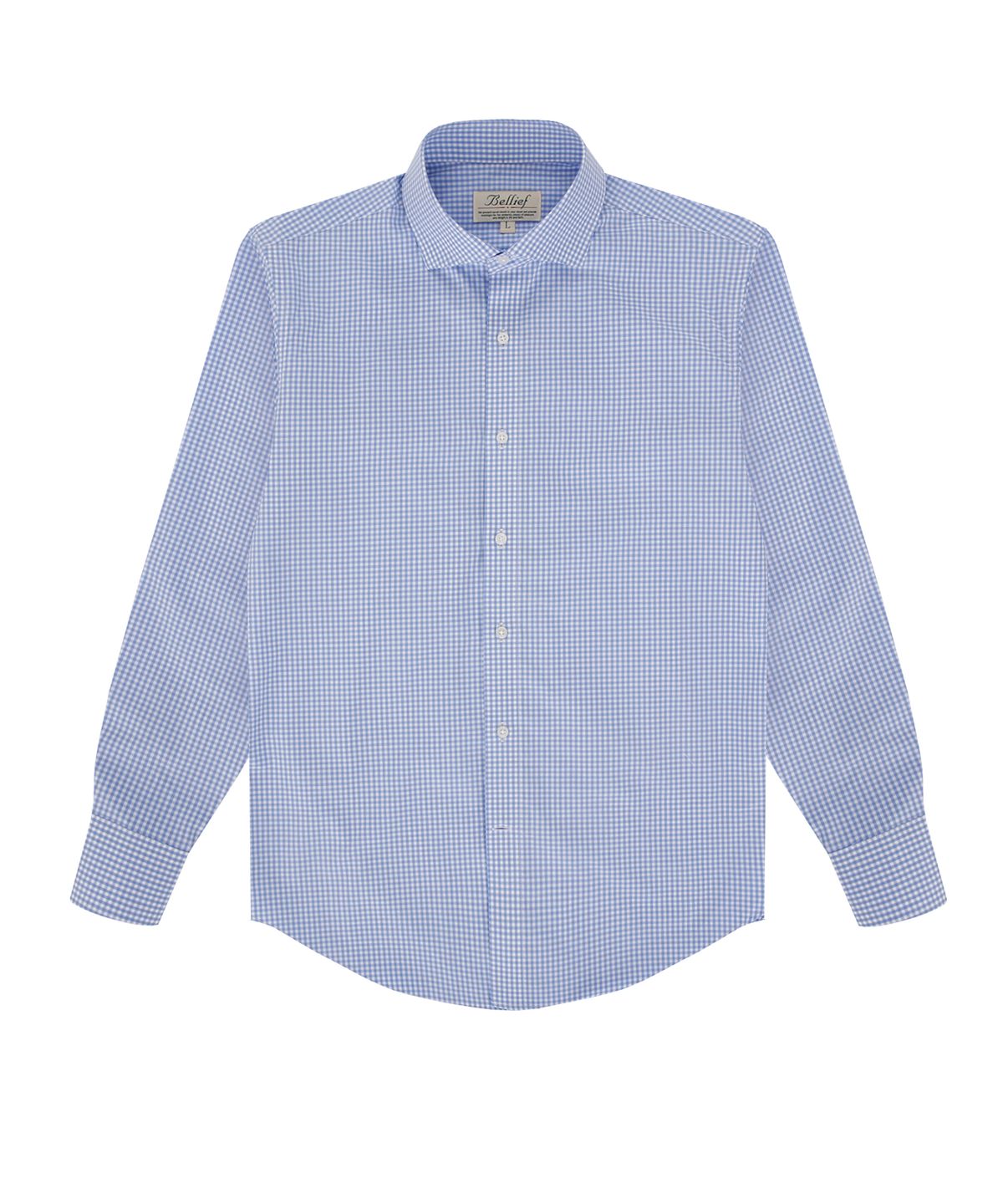 벨리프(BELLIEF) Gingham check shirt (Sky blue)