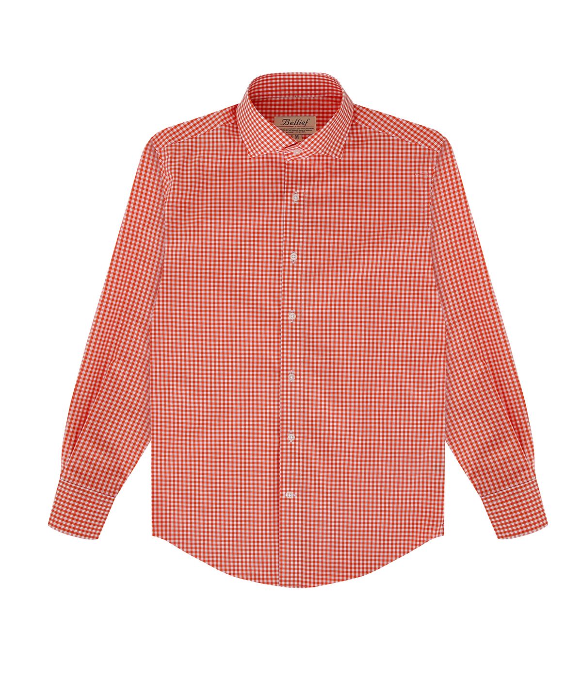 벨리프(BELLIEF) Gingham check shirt (Orange)