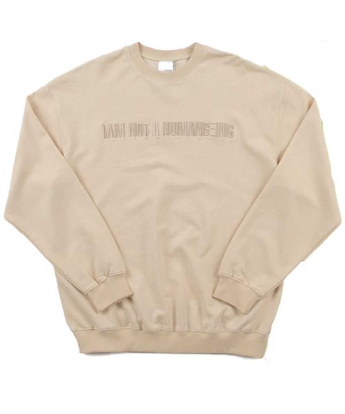 아임낫어휴먼비잉(I AM NOT A HUMAN BEING) Embroidered Crewneck Sweatshirt - BEIGE